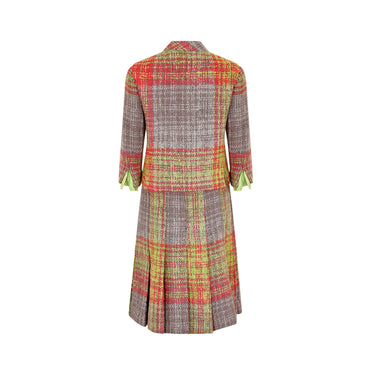 ARCHIVE - 1960s Solone Couture Green and Red Boucle Wool Skirt Suit