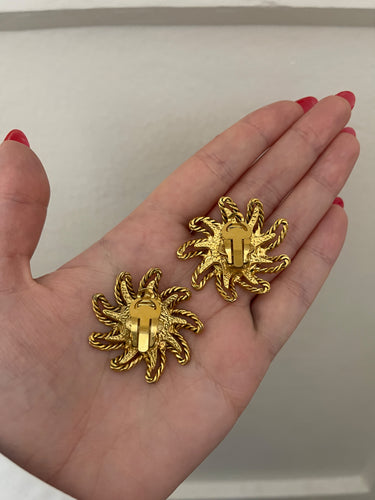 1994 Chanel Gold Sun CC Earrings