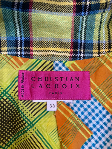 1990s Christian Lacroix Lime Green Tartan Jacket