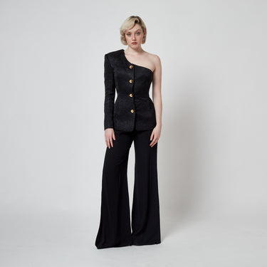 ARCHIVE - 1980s Chelsea Design Co. Asymmetrical Black Jacket With Gold Buttons
