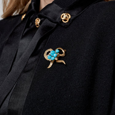 ARCHIVE - 1967 Christian Dior Turquoise Bow Brooch