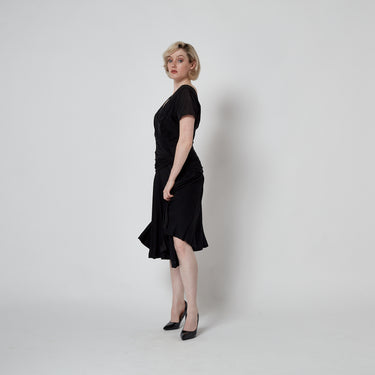 1950’s Ceil Chapman Black Crepe Crossover Dress
