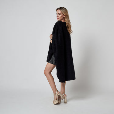 1980s Maurice Daquin Black Felt Wool Cape Coat