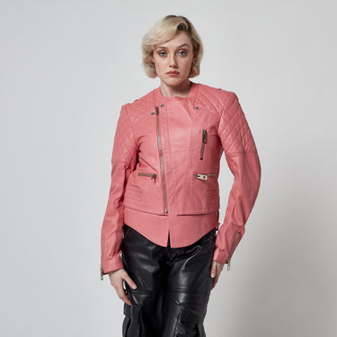 2012 Nicolas Ghesquière for Balenciaga Pink Leather Motorcycle Jacket
