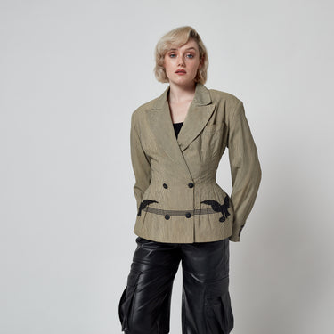 1988 Jean Paul Gaultier Cotton Jacket with Lace Eagle Appliqué