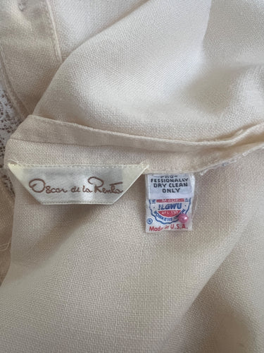 1980s Oscar De La Renta Cream Victoriana Shirt with Lace Trim