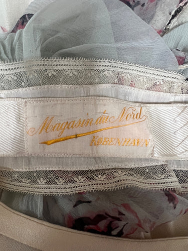 Original 1920s Magasin Du Nord Floral Silk Chiffon Dress