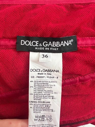 2019 Dolce & Gabbana Runway Documented Red Tulle Corset Midi Dress