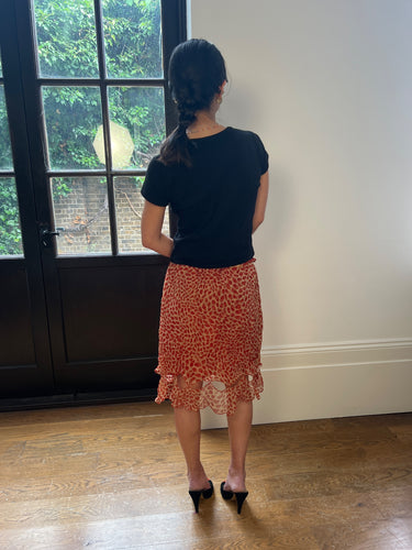 ARCHIVE - 2004 Tom Ford for Yves Saint Laurent Lip Print Silk Skirt