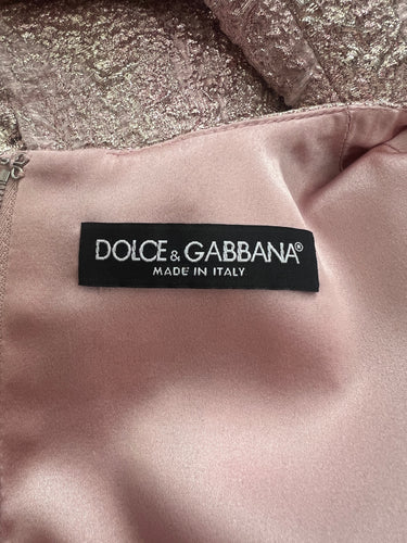2020 Dolce & Gabbana Pink Metallic Jacquard Sheath Mini Dress