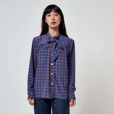 1991 Yves Saint Laurent Tudor Rose Print Blouse with Gold Buttons