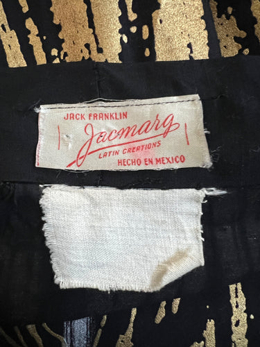 ARCHIVE - 1950s Mexican Black Circle Skirt with Gold Hand-Painted Pattern
