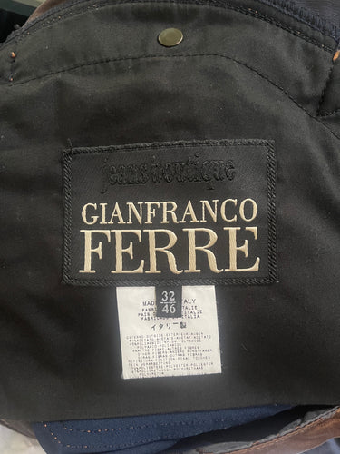 1990s Gianfranco Ferre Boutique Indigo Satin and Jacquard Trousers