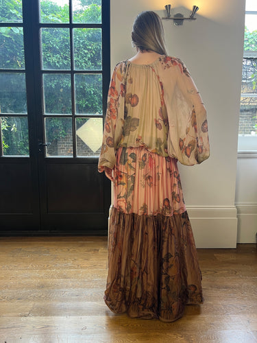 2005 Runway Documented Roberto Cavalli Silk Floral Maxi Dress