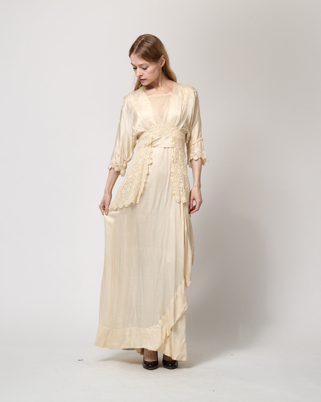 vintage silk wedding dresses French Halter Duchess Satin Dress this dress offers a secure Exquisite 1930's Liquid Silk Bias