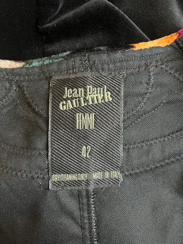 1990s Jean Paul Gaultier Black Velvet Jacket with Jewel Toned Trim
