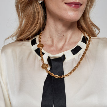 ARCHIVE - Late 1970s Early 1980s Chanel CC Logo Coin Chain Necklace