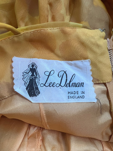 1960s Lee Delman Bubble Print Yellow Chiffon Dress