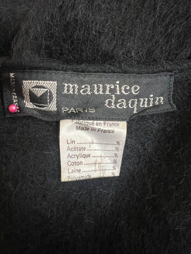 1980s Maurice Daquin Black Felt Wool Cape Coat