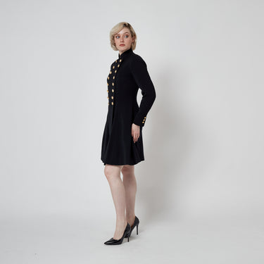 1991 Runway Ralph Lauren Collection Black Double Breasted Coat Dress