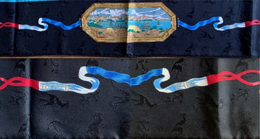 ARCHIVE - 1992 Hermès Black “Geographe” by Sandra Laroche Silk Jacquard Scarf
