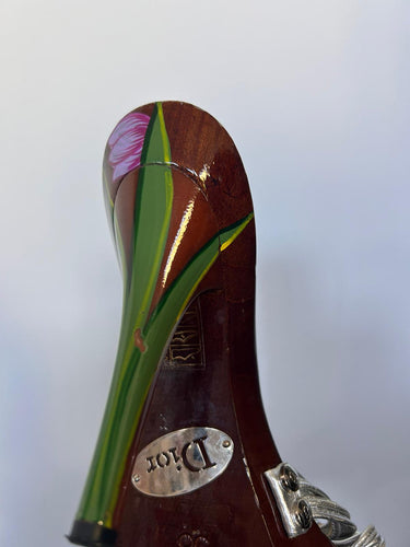 2000s Galliano for Dior Hand Painted Wood and Silver Leather Shoes