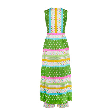 ARCHIVE - 1960s Nat Kaplan Floral Green and Pink Striped Jacket and Trouser Set