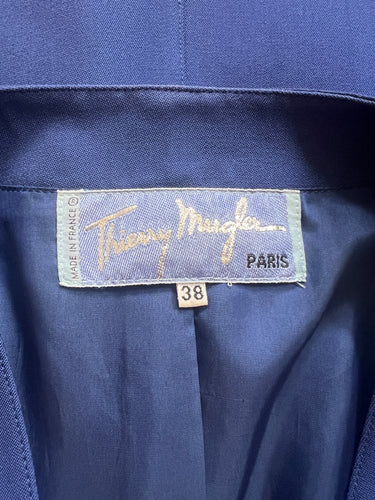1990s Thierry Mugler Couture Blue Wool Jacket