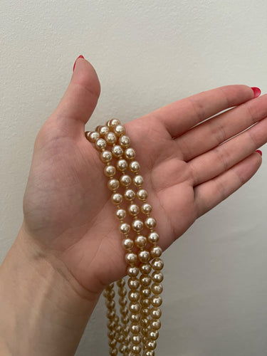 1950s Single Strand Long Glass Pearl Necklace
