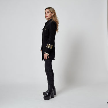 2010s Balmain Military Jacket with Metal Braid Epaulettes and Cuffs