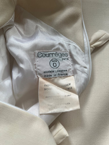 1970s Courreges Cream Wool Sleeveless Dress