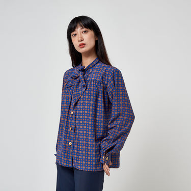 1991 Yves Saint Laurent Tudor Rose Print Blouse with Gold Buttons