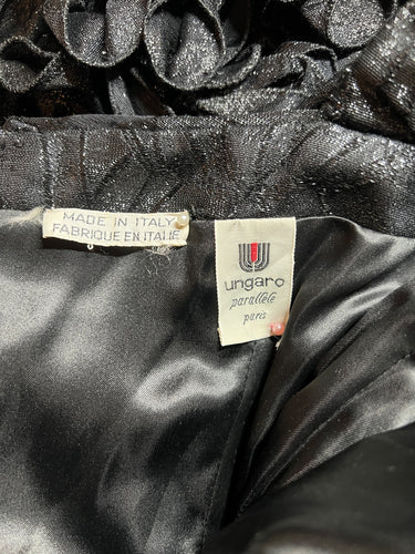 1988 Ungaro Runway Documented Metallic Black Bustle Dress