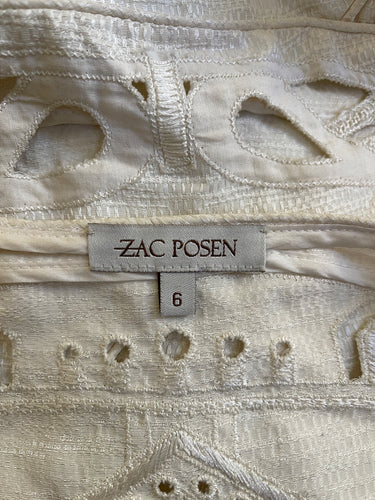 2006 Zac Posen Runway Documented Cream Textured Dress with Cut Outs