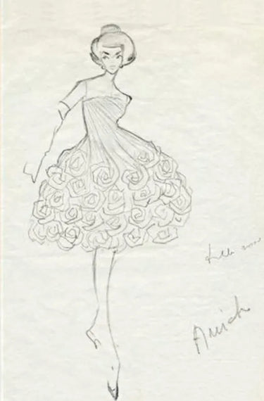 ARCHIVE - 1960s Italian Alta Moda Ruched Dress with Rose Appliques
