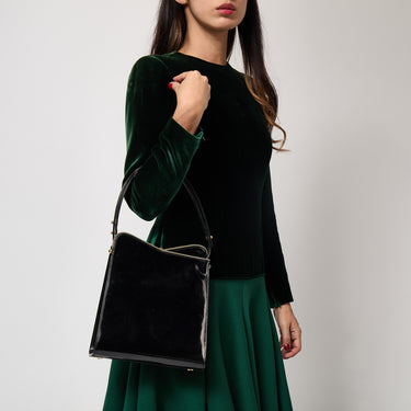 1960s Rayne Black Patent Leather Top Handle Bag