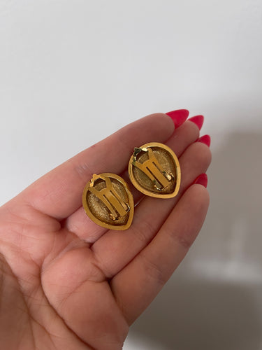 1970s Lanvin Faux Coral and Gold Earrings