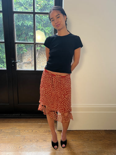 ARCHIVE - 2004 Tom Ford for Yves Saint Laurent Lip Print Silk Skirt