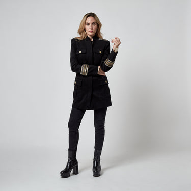 2010s Balmain Military Jacket with Metal Braid Epaulettes and Cuffs