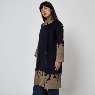 1920s Navy and Khaki Flapper Coat with Soutache Work