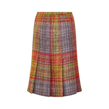 ARCHIVE - 1960s Solone Couture Green and Red Boucle Wool Skirt Suit