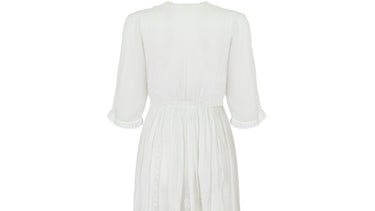 1910s White Cotton Dress with Satin Work and Filet Lace Inserts