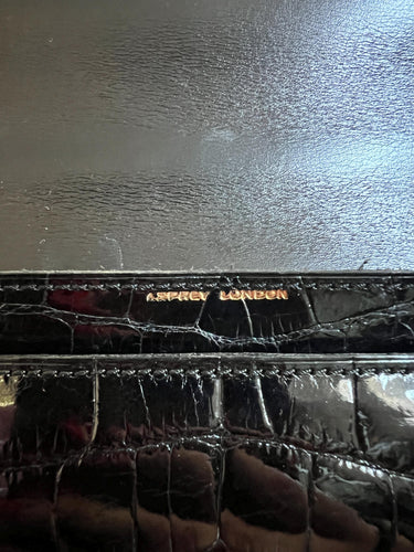 1960s Black Asprey Top Handle Crocodile Leather Bag