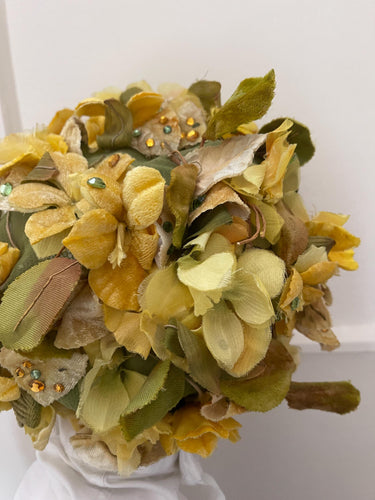 1950s Christian Dior Yellow and Green Floral Crystal Hat