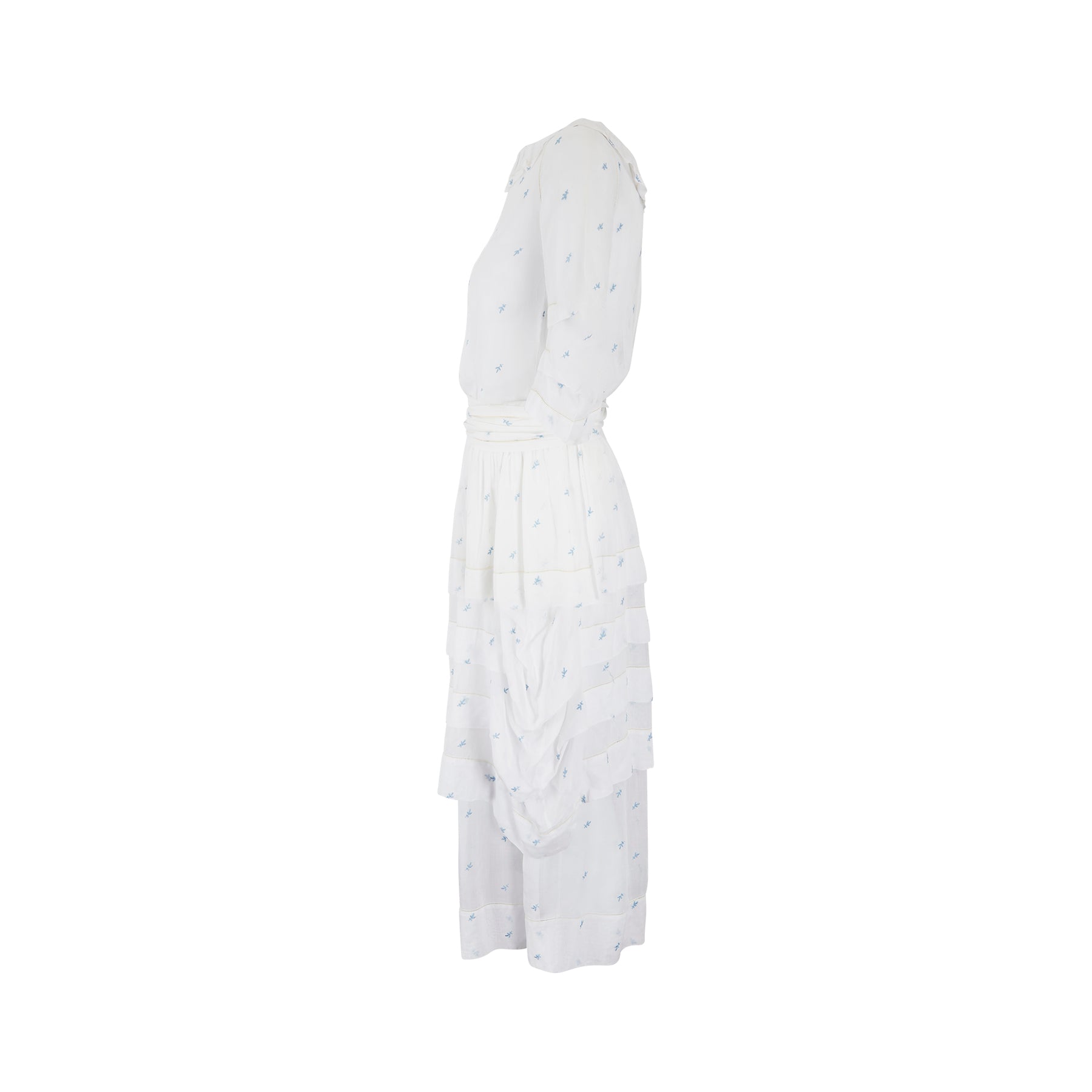 Edwardian 1910s Whitework Embroidered Muslin Lawn Dress