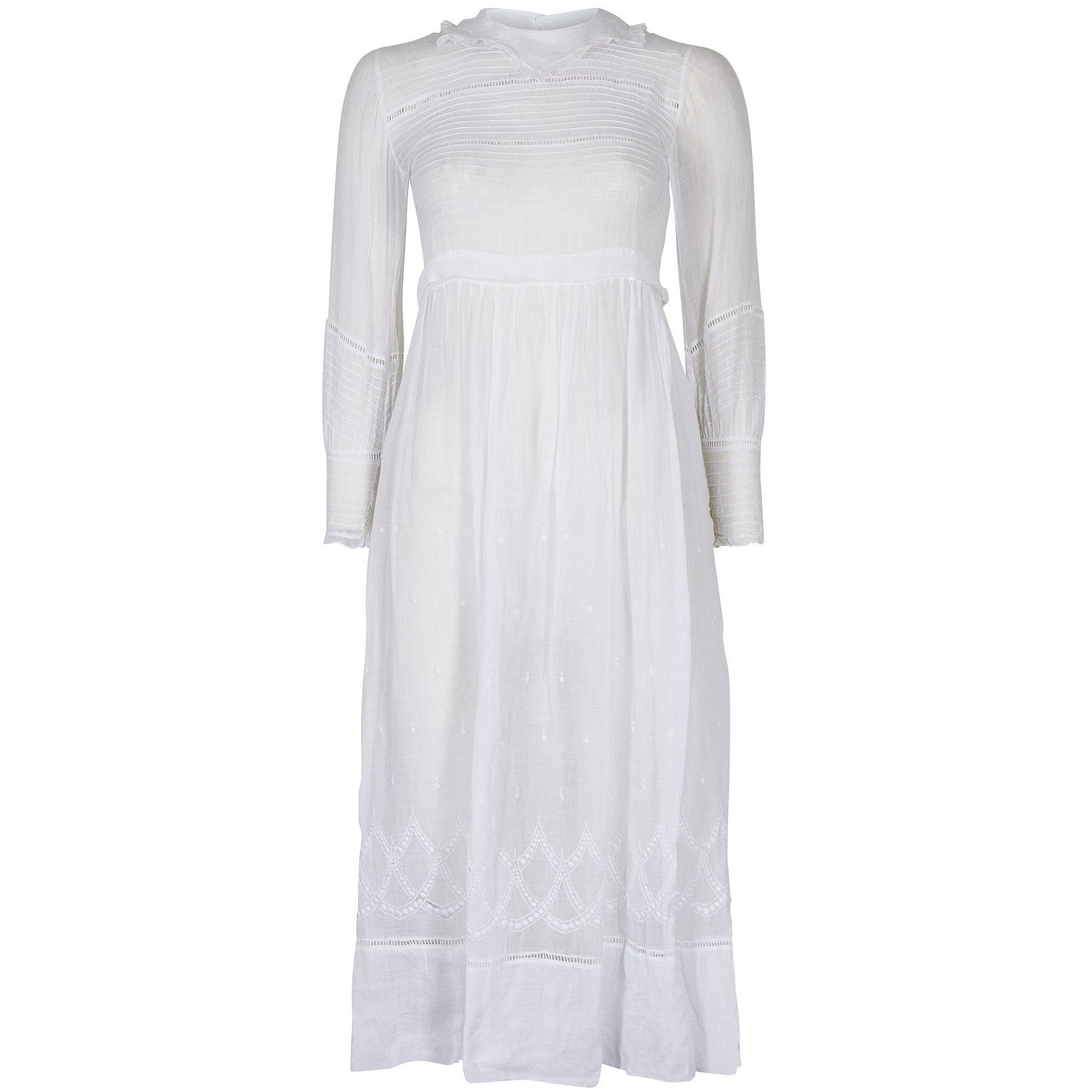 1910s White Cotton Muslin Tea Dress