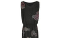 1920s House of Adair Floral Black Crepe Beaded Flapper Dress
