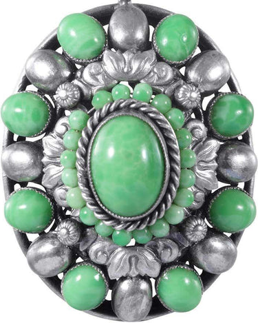1920s Czech Art Nouveau Silver Peking Glass Pendant Necklace