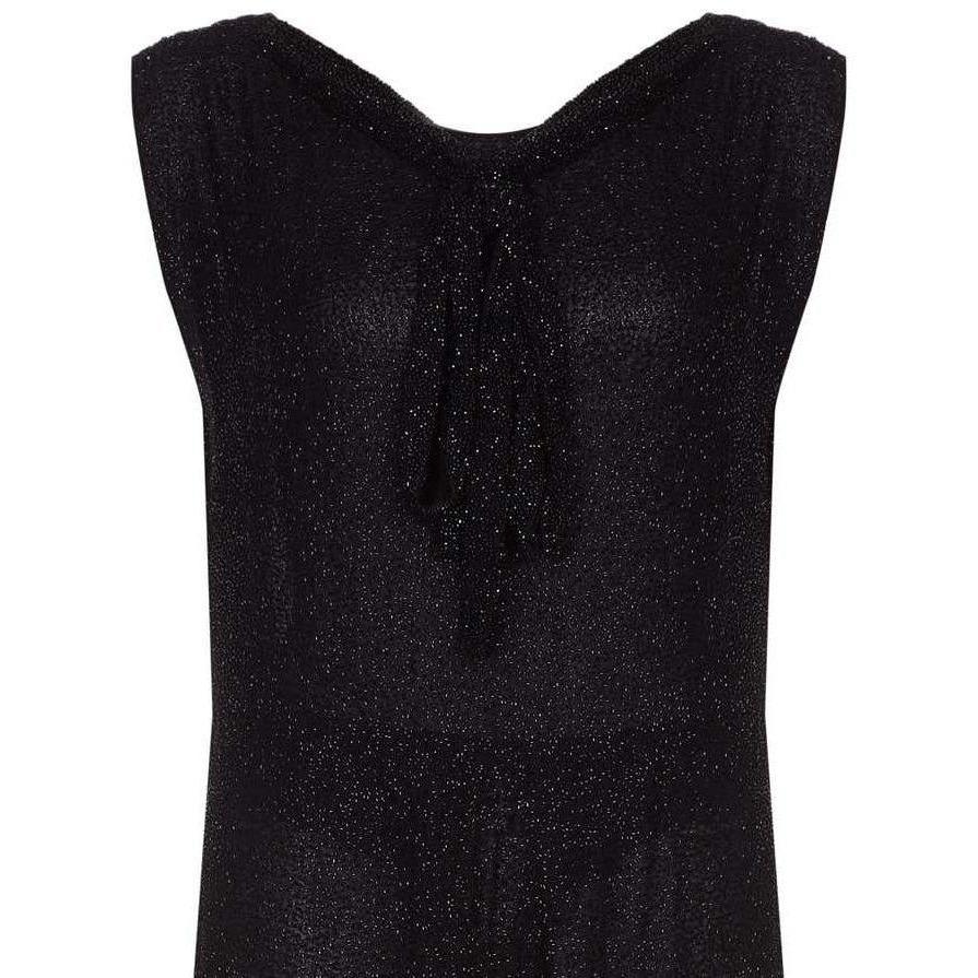 1920s French Couture Black All Over Beaded Flapper Dress