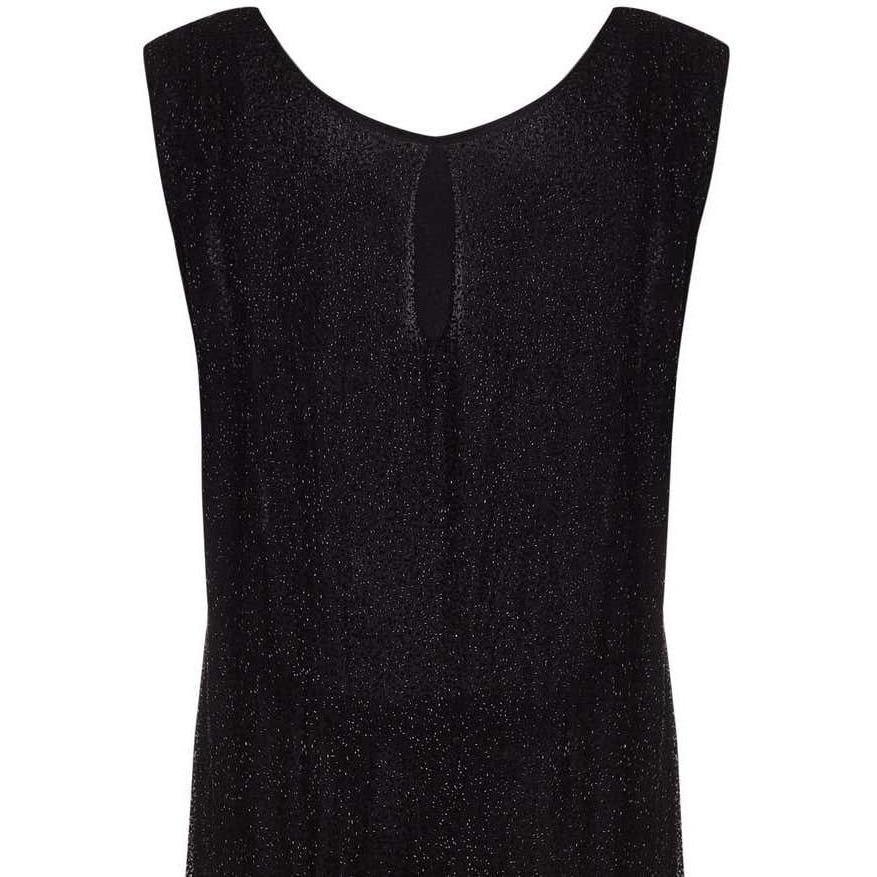 1920s French Couture Black All Over Beaded Flapper Dress